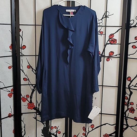 Le Sarte Pettegole Short Blue 100% Silk Dress Size Medium - Picture 1 of 9